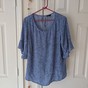 Liz Claiborne Blue Patterned Blouse